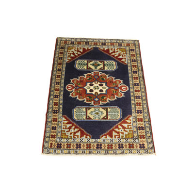 One-of-a-Kind Tamajah Hand-Knotted 1980S 2'4"" X 3'1"" Wool Area Rug in Blue/Beige -  Isabelline, 05F4B513708B4A00B783D06A46FA0E04