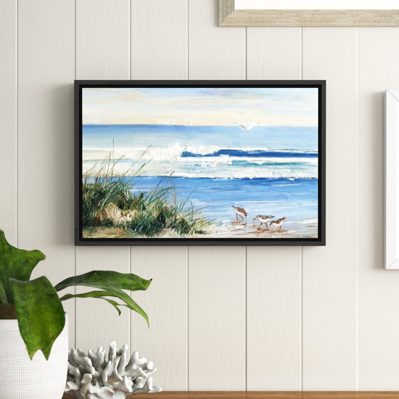 «Beach Combers» par Sally Swatland - reproduction d'art, Toile tendue, H 32 po x l 48 po, Sans cadre