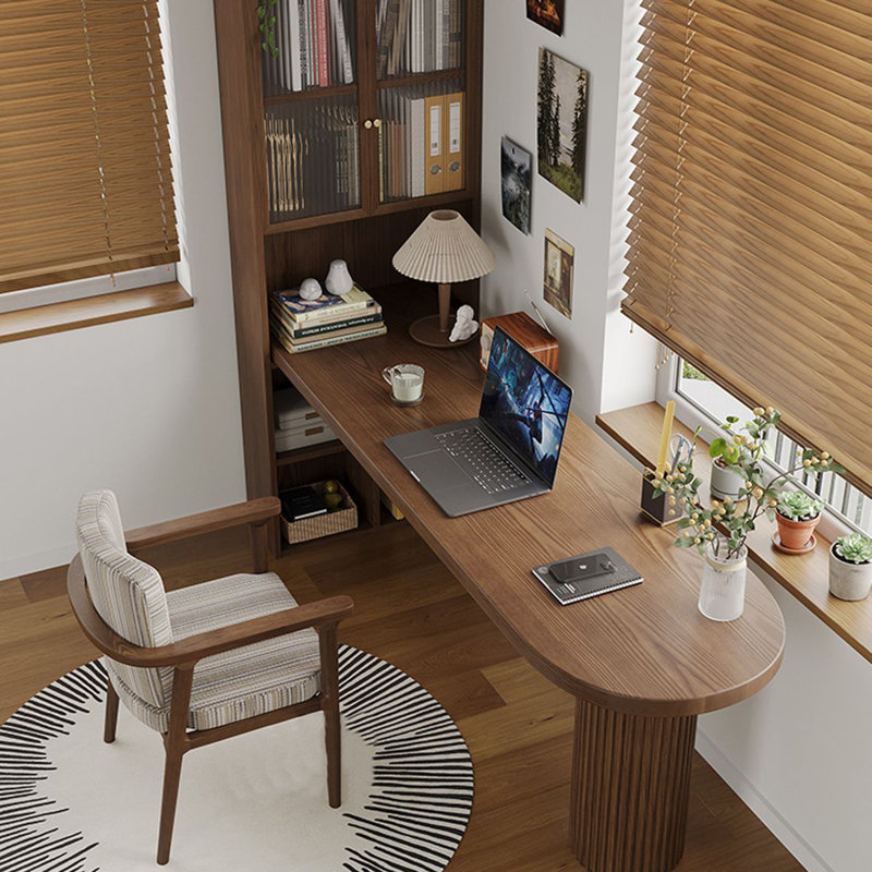 Bureau en bois massif noyer courbé, H 70,87 po x l 62,99 po x P 25,2 po, Retour à gauche