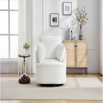 Fauteuil d'appoint pivotant, fauteuil demi-tonneau pivotant rond, fauteuil, fauteuil de salon, fauteuil de lecture en velours côtelé, canapé simple pour bureau d'appartement de chambre à coucher