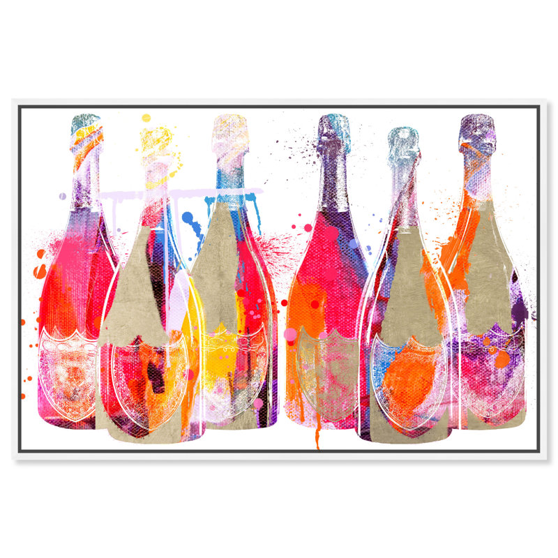 Color Splash Champagne - peinture sur toile, H 10 po x l 15 po, Cadre blanc