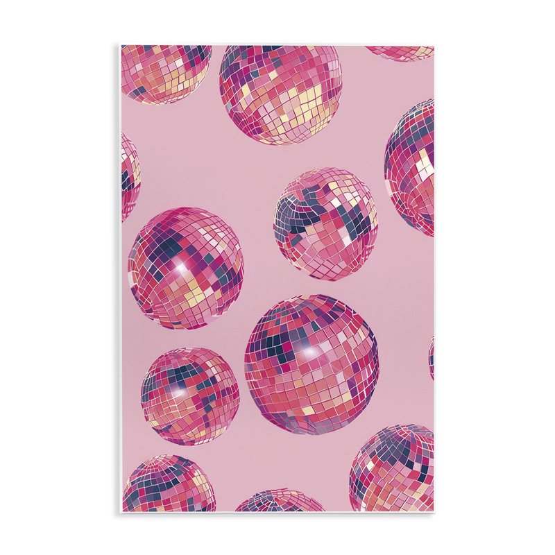 Plaque murale rose vif à motif disco, design par LSR Design Studio, H 15 po x l 10 po