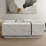 Rectangular Sliding Top Coffee Table With 2 Drawers And 2 Hidden Storage Compartments