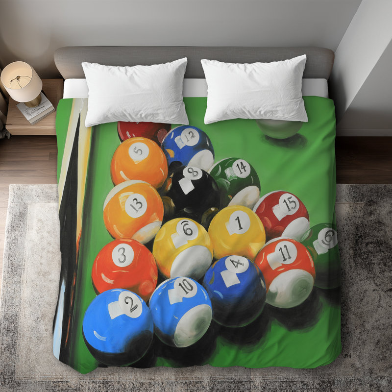 Pool Table with Ball Formation Duvet Cover | Man Cave Decor