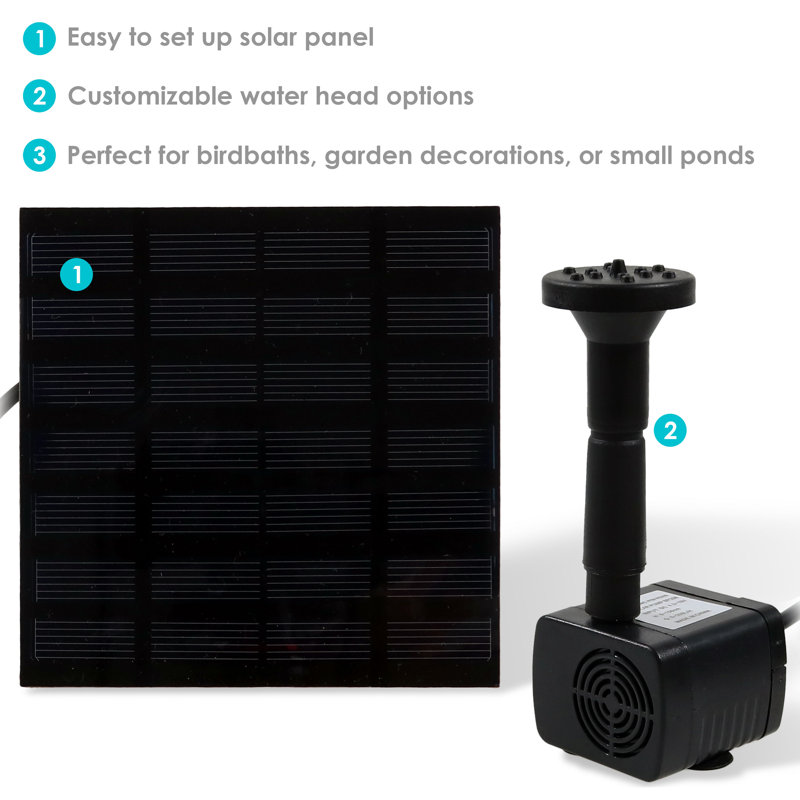 Eco-Friendly Solar Powered Outdoor Water Pump Kit with 20" Lift