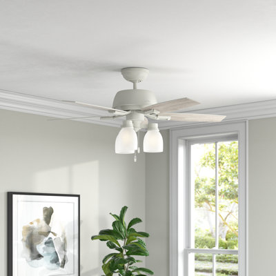 Ventilateur de plafond standard à 5 pales de 44 po avec chaînette et ensemble d'éclairage Donegan inclus