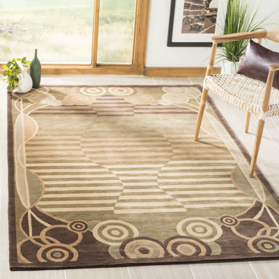 Tapis brun en laine noué à la main Kneiske
