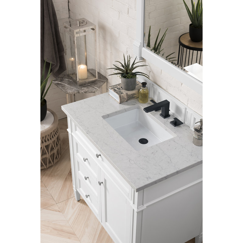 Brittany 36'' W Single Vanity, Bright White, Ethereal Noctis, 8" Widespread