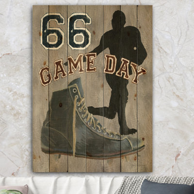 Football Game Day II - Reproduction sport rétro sur bois de pin naturel