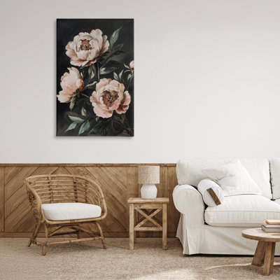 Dusty Pink Roses Floral Painting Canvas, design by Petal Prints Design