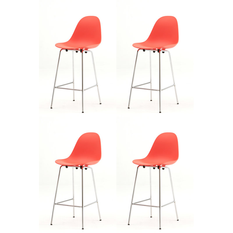 TA Bar & Counter Stool, Bar Stool (29.5" Seat Hight), Chrome, Red