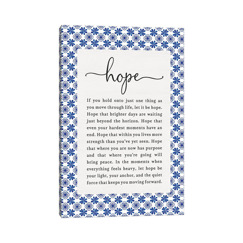 Hope 1 Piece Wall Art on Canvas, 30.48 cm H x 20.32 cm W x 1.905 cm D, Does Not Apply