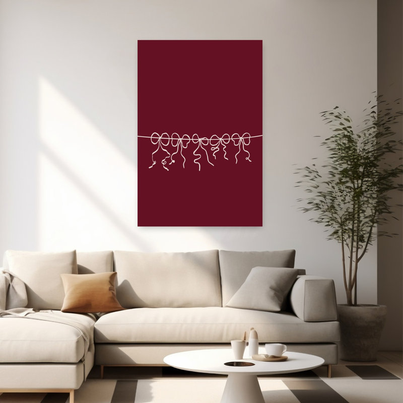 Festive Bow Garland Minimalist Abstract Wall Art Print by Karen Menzenbach - Wrapped Canvas Print, 152.4cm H x 101.6cm W