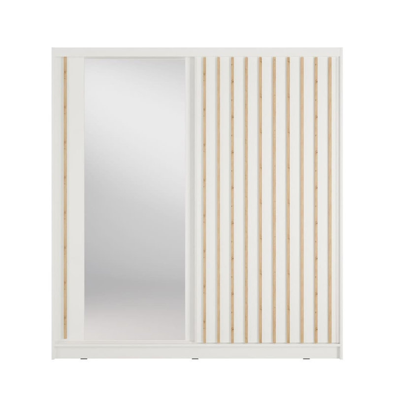 Aluna White Sliding Door Wardrobe 205cm with Mirror