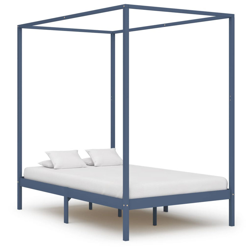 Harrison Solid Wood Canopy Bed, European Single (90 x 200cm), Grey