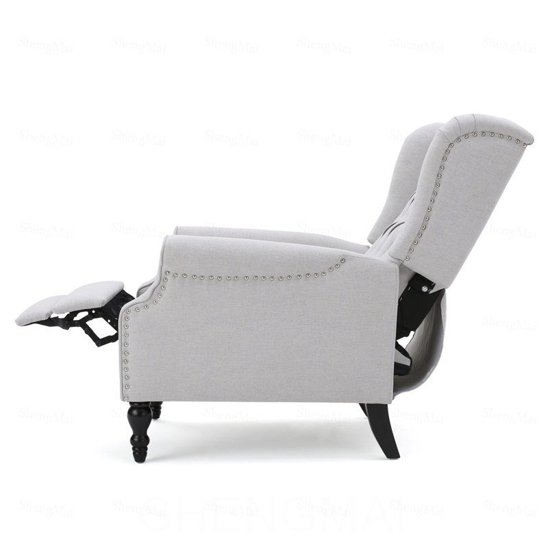 Fauteuil inclinable en tissu capitonné gris clair