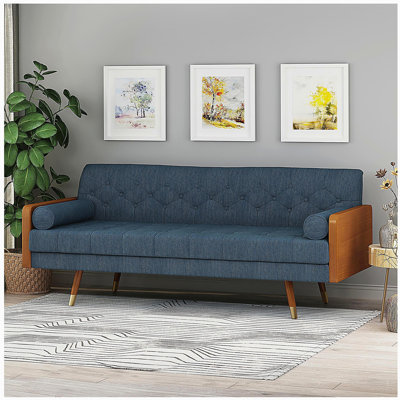 Aidan Mid-Century Modern Tufted Fabric Sofa