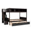 Lit superposé simple au-dessus de double avec tablettes, escalier de rangement et 2 tiroirs-1315081066
