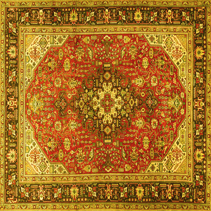 Tapis traditionnels jaunes 1170, Carré de 6 pi