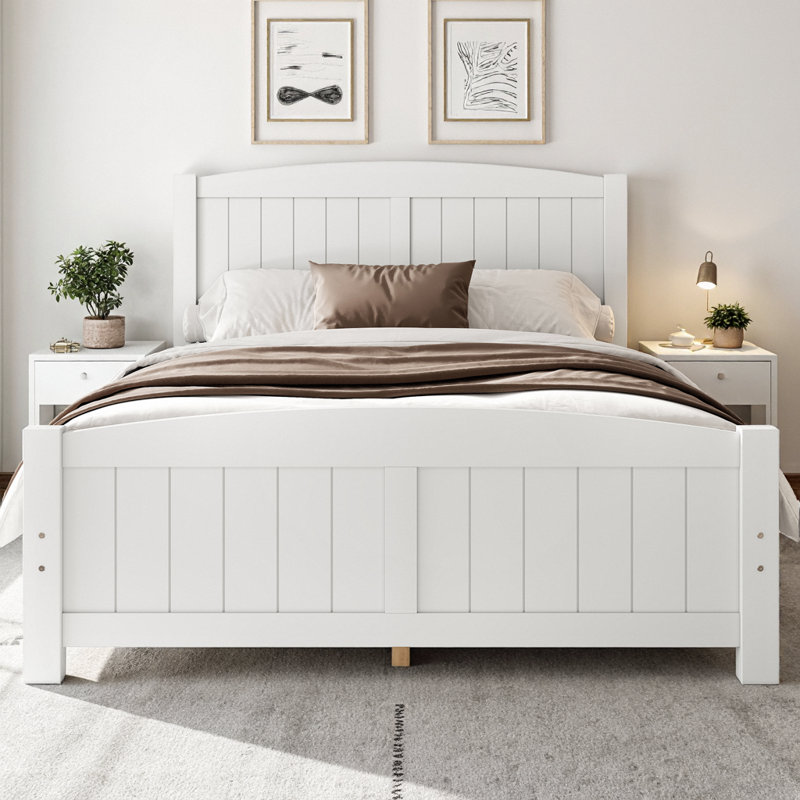 Lit plateforme double avec lattes de soutien, structure de lit plateforme en bois massif d'une capacité de 450 lb, lit minimaliste sans assemblage requis