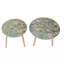 Tables d'appoint inspirées de la nature - 2 pièces, construction, plateaux en fleurs de cerisier peintes en blanc et bleu, pour salon, chambre à coucher, vestibule de 2, plateaux bleus, décor-133394934