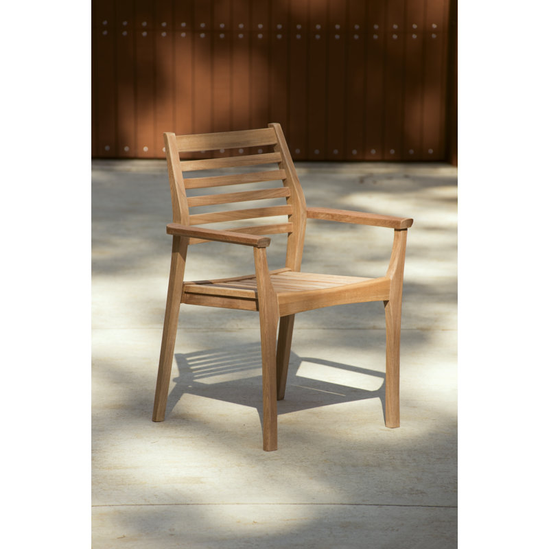 Mera Stacking Patio Dining Chair, Natural Teak
