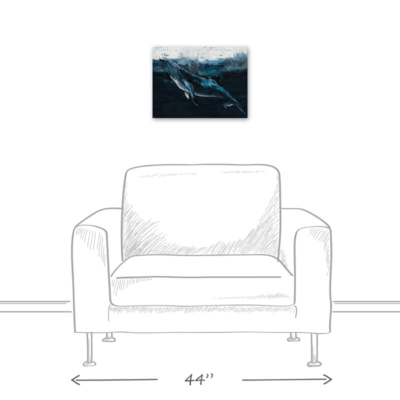 Impression d'une baleine profonde sur toile, H 12 po x l 16 po x P 1,25 po, Sans cadre