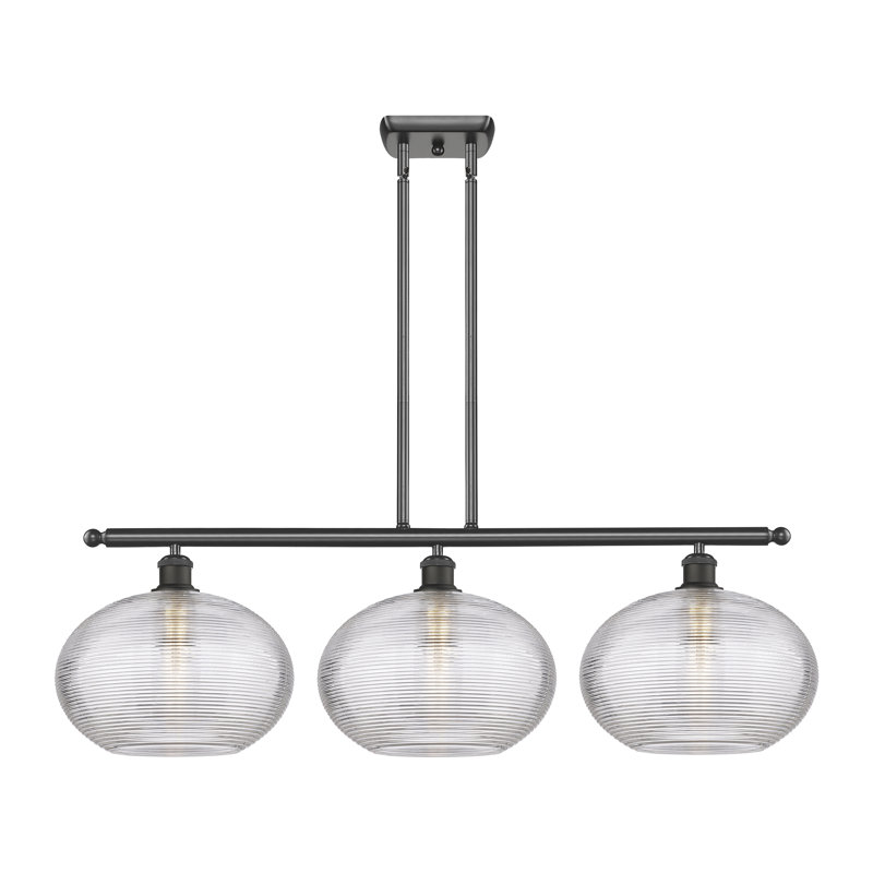 Luminaire suspendu pour îlot de cuisine 3 lumières Larrick, Bronze huilé