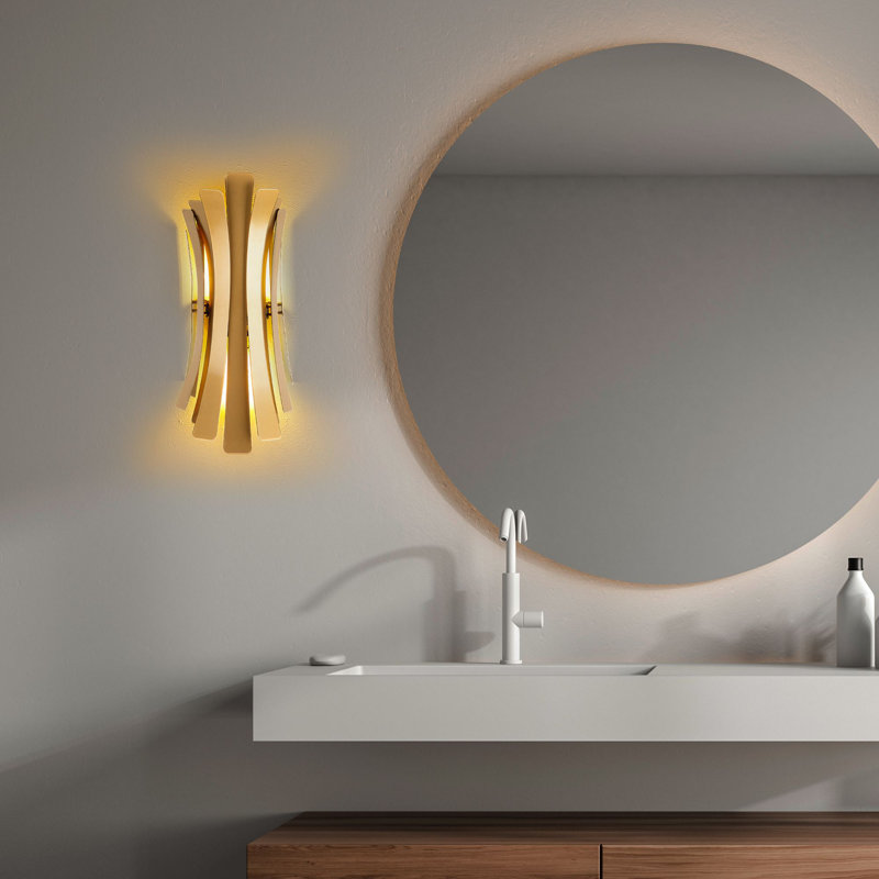Elegant Gold Wall Lamp, Metal Body, 6.7 x 6.3 x 18.9 inches | Base Plate: 7.1 x 5.5 x 0.4 inches | 2 x E14 Socket, Max 40W (Bulb Not Included) | Stylish Lighting for Living Room, Bedroom, & Hallways, IP20 Rated