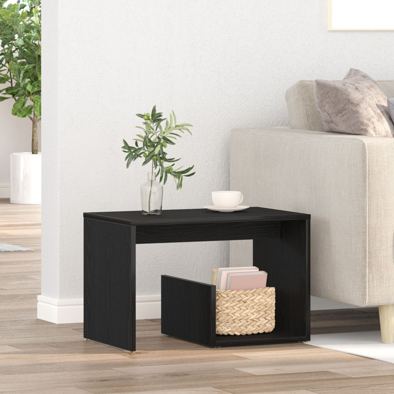 Gniya Floor Shelf End Table, Black Oak, Black Oak