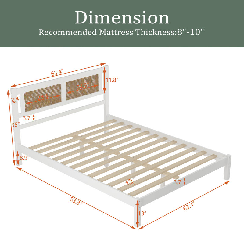 Lit plateforme Anjana, Blanc, Grand