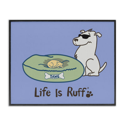  Cat on Dog Bed Giclee Art by LIR