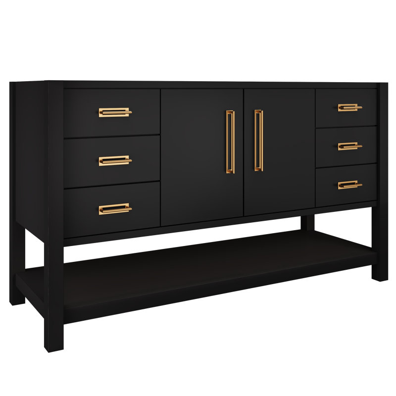 Kiawah Single Extra Wide Bath Vanity, Noir, Satin Gold, 60"