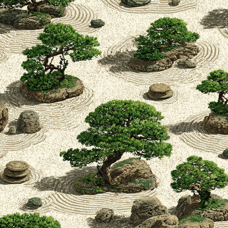 Papier peint décoratif Zen Garden Trees Rocks