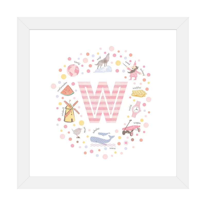 Lettre W - impression d'art graphique, Blanc, H 16 po x l 16 po x p 1 po, Papier encadré blanc