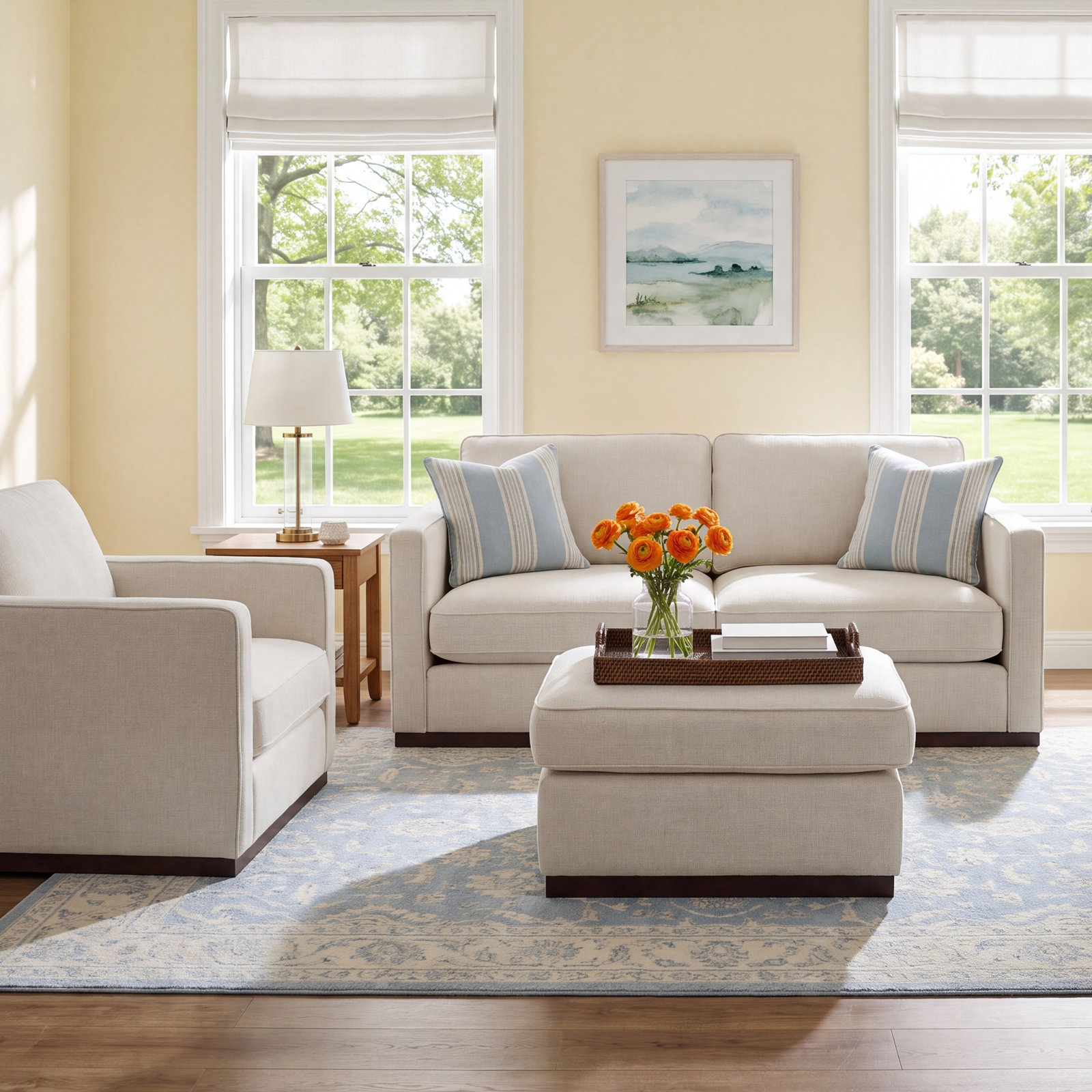 Bobbi 3-Piece Linen Living Room Set, Effie Linen Performance Linen