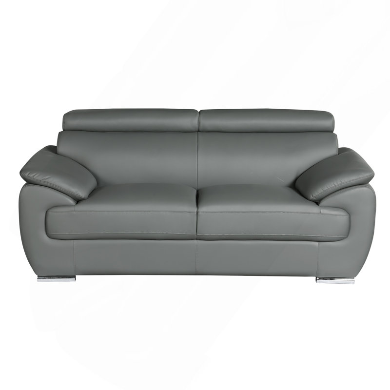 Causeuse en cuir véritable, Gris