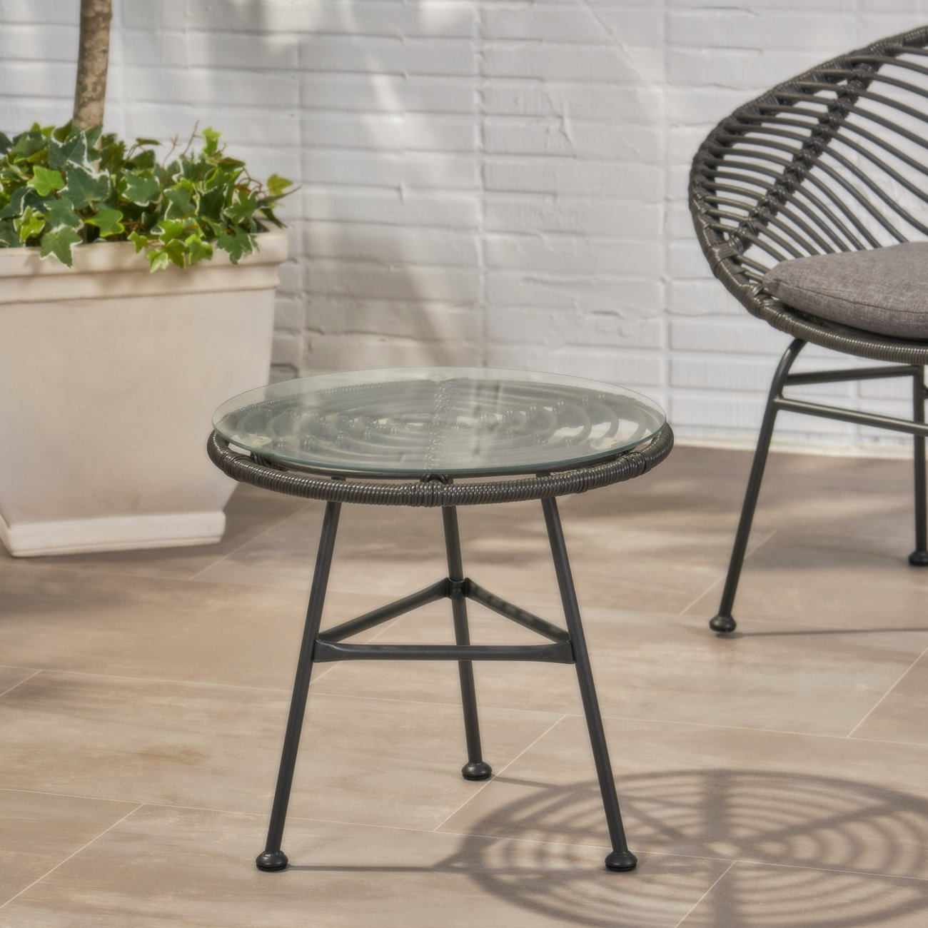 George Oliver End Table With Glass Top, Side Table, Patio Table - Wayfair Canada