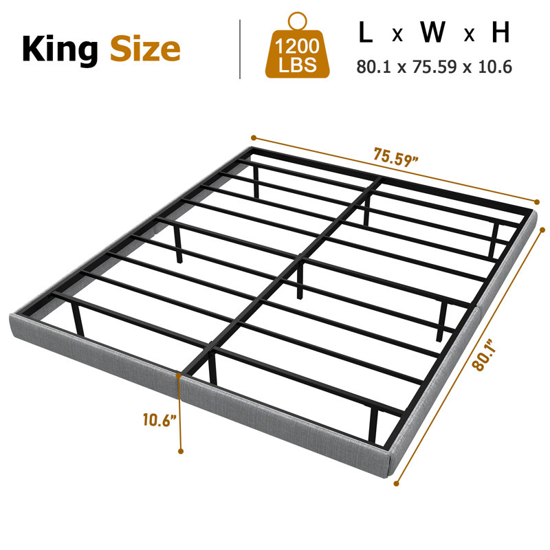 Floating Bed Frame with LED Lights, Metal Bed Frame, No Springs, Easy to Assemble, King