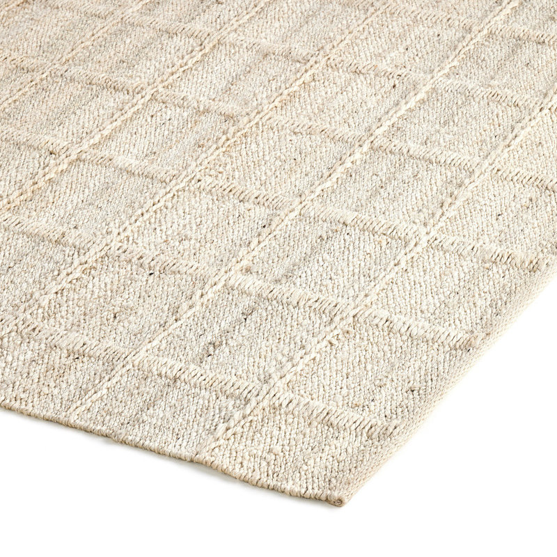Grid Flatweave Jute Solid Color Area Rug in Bleached Grid Jute, Rectangle 8' x 10'