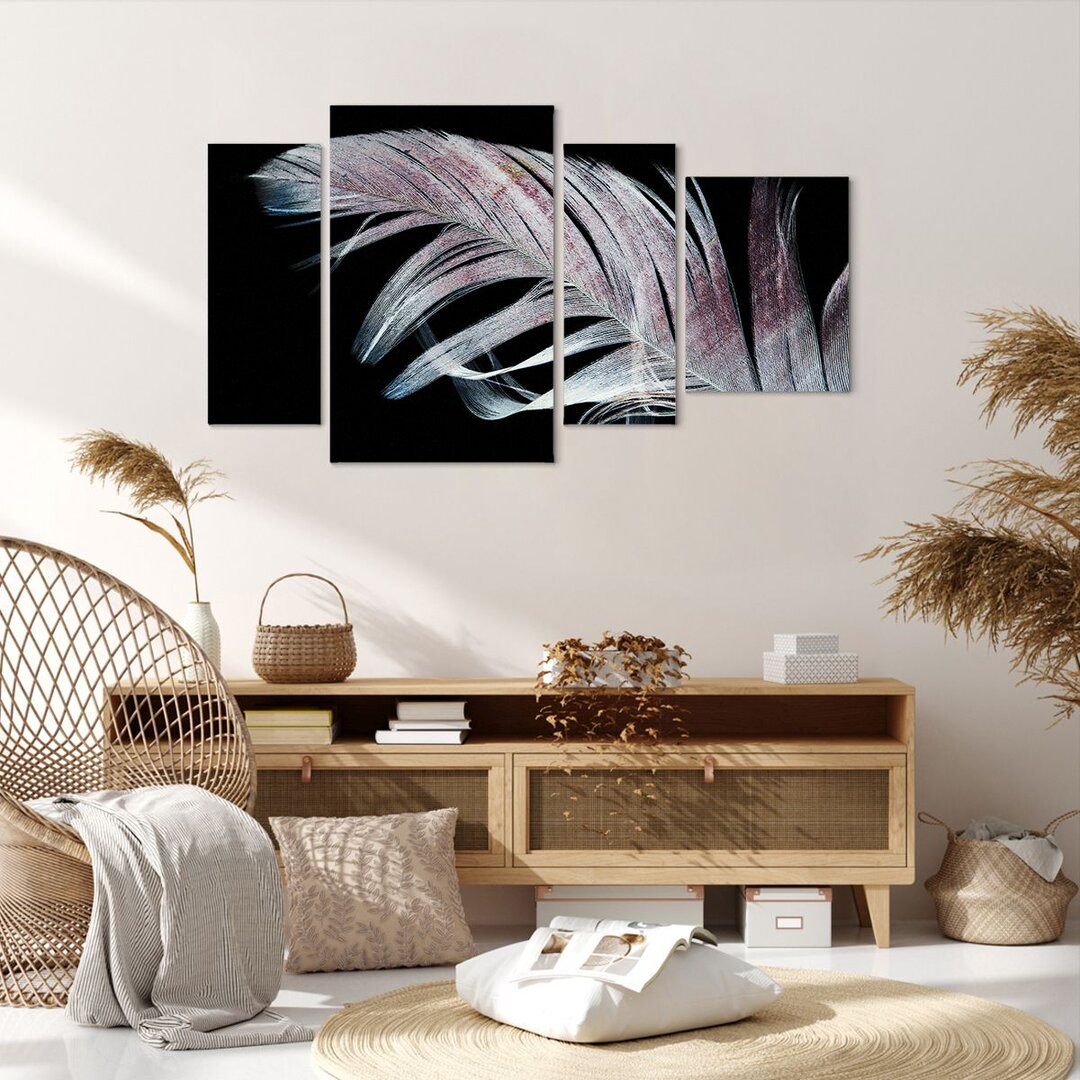 4-tlg. Leinwandbilder-Set Feather Die Farben-Zartheit