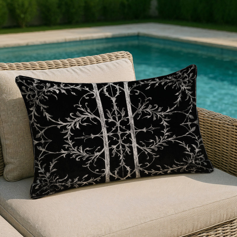 Obsidian Bloom Indoor And Outdoor Pillow, Rectangle 25"H x 18"W
