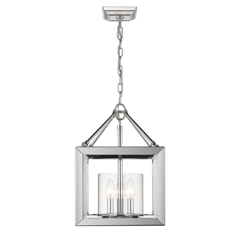 Averee 3 - Light Lantern Pendant, Clear Glass, Chrome