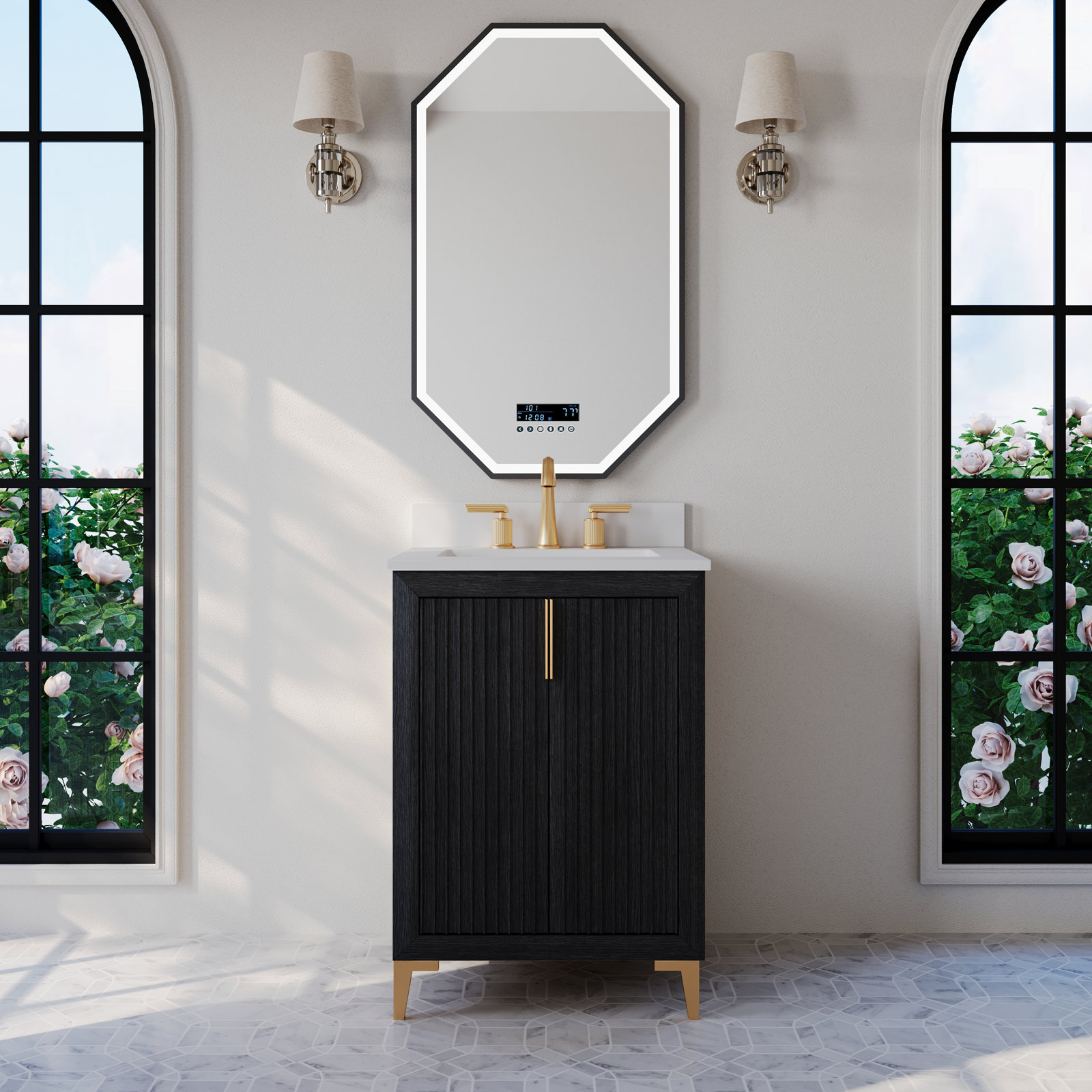 Turlington 24" Oak Single Bathroom Vanity, Black Oak
