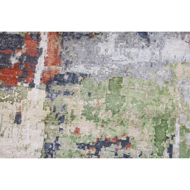 Area Rug in Gray/Green/Rust/Ivory, Abstract, Rectangle 10' x 14'