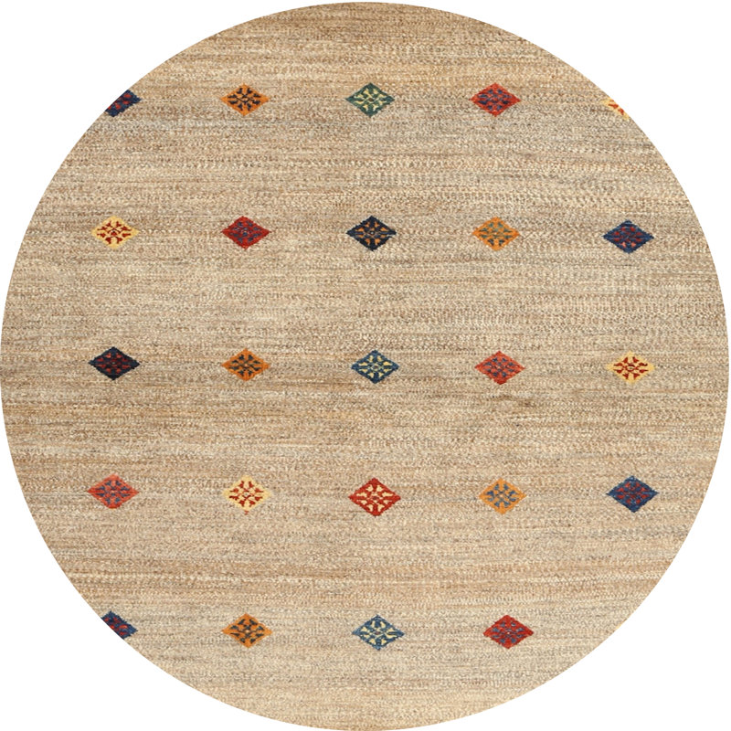 Tapis géométrique rouge / crème / noir, Rond 6 pi
