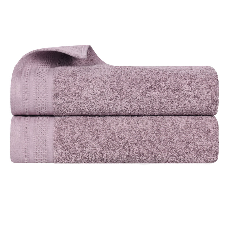 Sea Fog Oversized Cotton Bath Sheets Set with Honeycomb Border