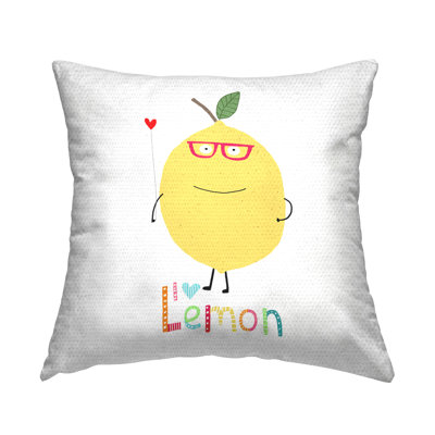 Coussin décoratif amusant à motif de citronniers amusants par Carla Daly