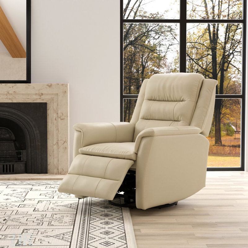 Global Home Swivel Glider Recliner With Manual Footrest For Ultimate Comfort And Style In Any Living Space, Beige
