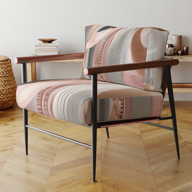 Fauteuil d'appoint rembourré rose, Noir